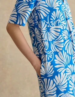 Printed V-Neck Knee Length Shift Dress