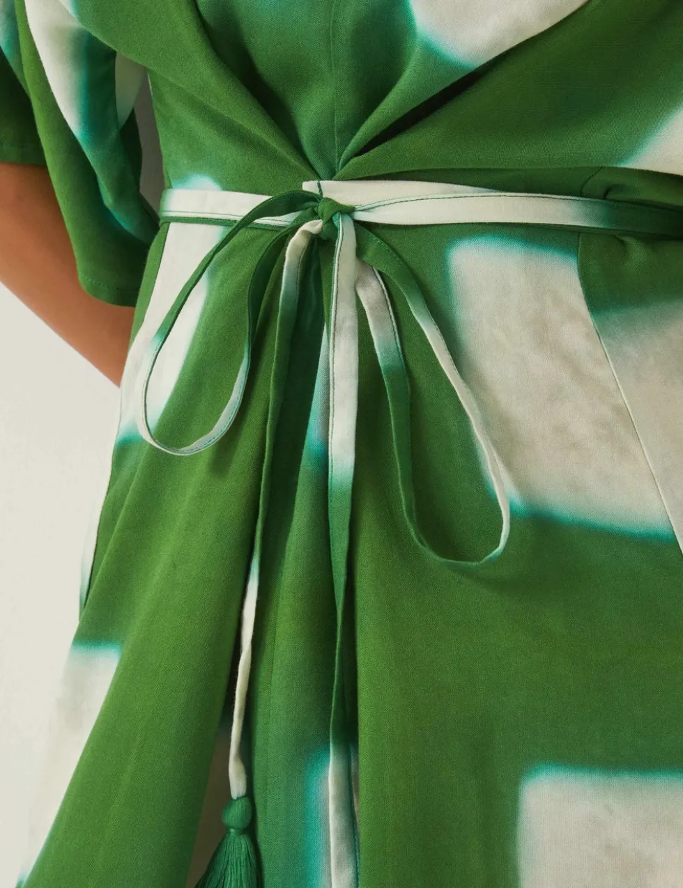Printed V-Neck Maxi Kaftan