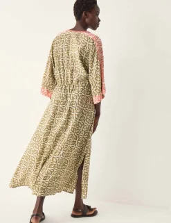 Printed V-Neck Midi Beach Dress