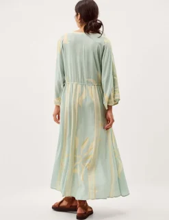 Printed V-Neck Midi Beach Dress