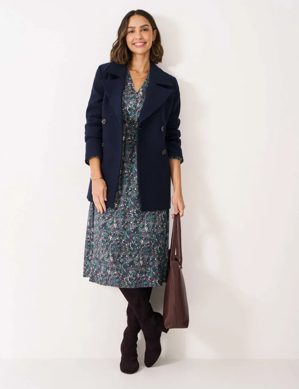 Printed V-Neck Midi Tea Dress