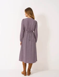 Printed V-Neck Midi Tea Dress