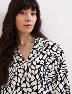 Printed V-Neck Mini Shift Dress