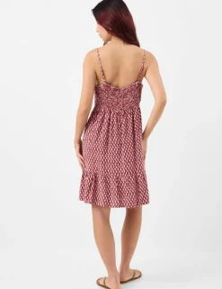 Printed V-Neck Tie Front Mini Beach Dress