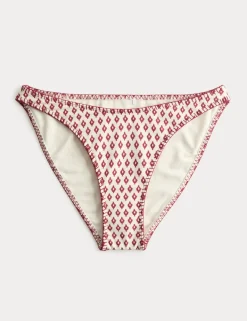 Printed Whipstitch High Leg Bikini Bottoms
