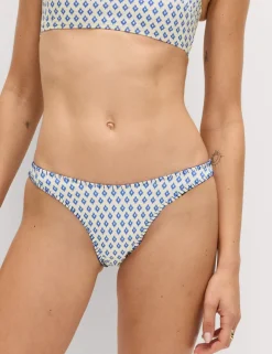 Printed Whipstitch High Leg Bikini Bottoms
