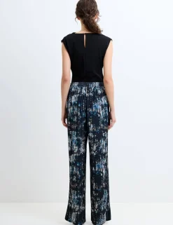 Printed Wide Leg Trousers