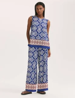 Printed Wide Leg Trousers