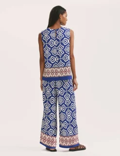 Printed Wide Leg Trousers