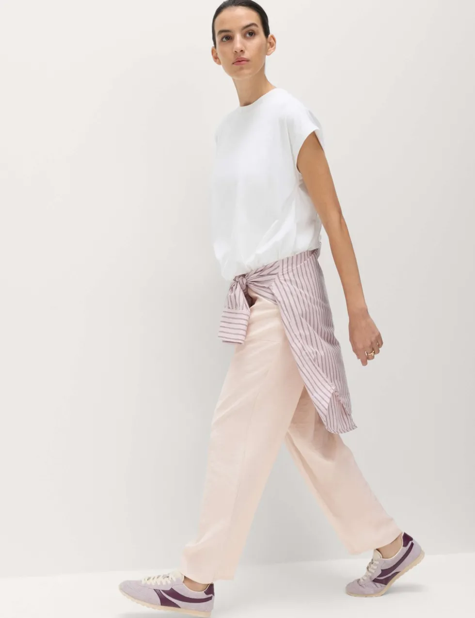 Pull On Elasticated Waist Straight Leg Trousers