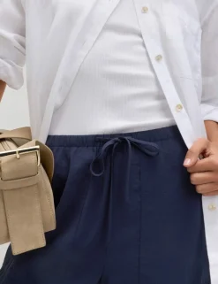 Pull On Elasticated Waist Straight Leg Trousers