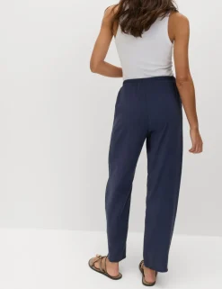 Pull On Elasticated Waist Straight Leg Trousers