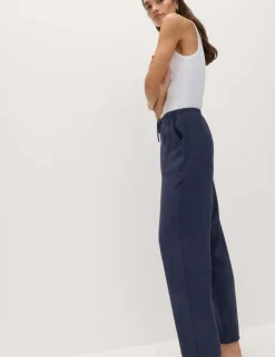 Pull On Elasticated Waist Straight Leg Trousers