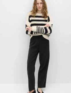 Pull On Elasticated Waist Straight Leg Trousers