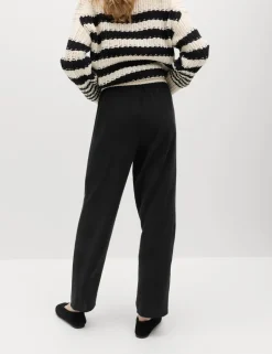 Pull On Elasticated Waist Straight Leg Trousers