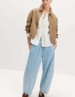 Pull On High Waisted Barrel Leg Jeans