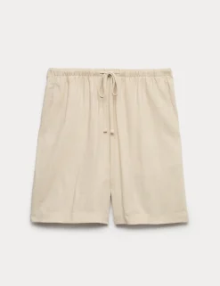 Pull On High Waisted Shorts with Linen