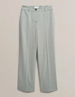 Puppytooth Mid Rise Wide Leg Trousers