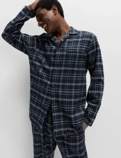 Pure Brushed Cotton Checked Pyjama Set