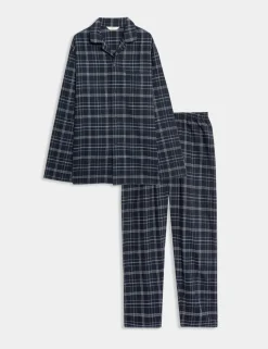 Pure Brushed Cotton Checked Pyjama Set