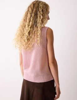Pure Cashmere Crew Neck Knitted Vest