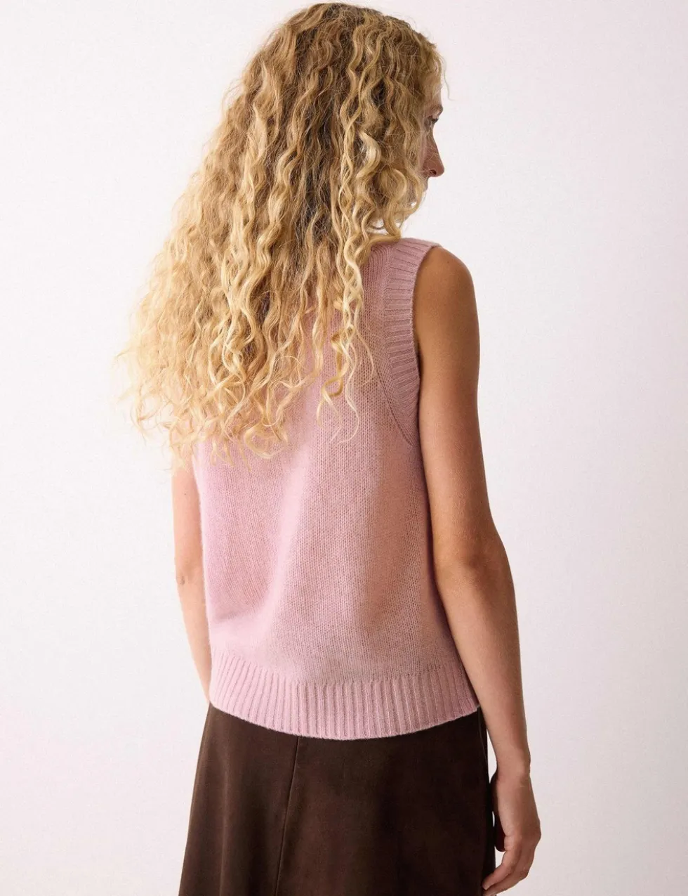 Pure Cashmere Crew Neck Knitted Vest