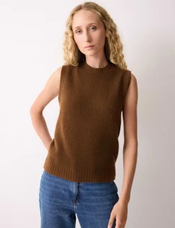Pure Cashmere Crew Neck Knitted Vest