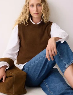 Pure Cashmere Crew Neck Knitted Vest