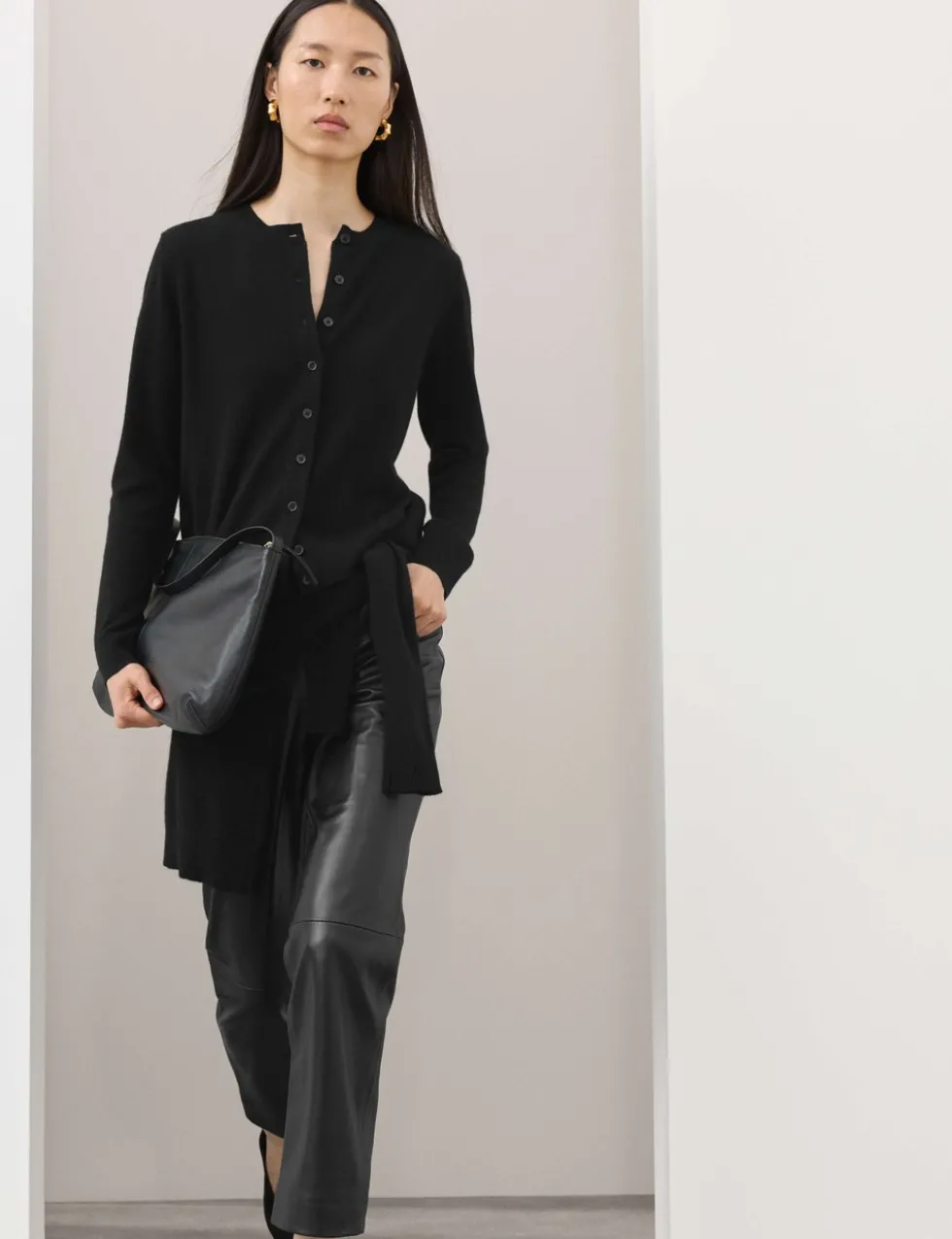 Pure Cashmere Crew Neck Relaxed Cardigan