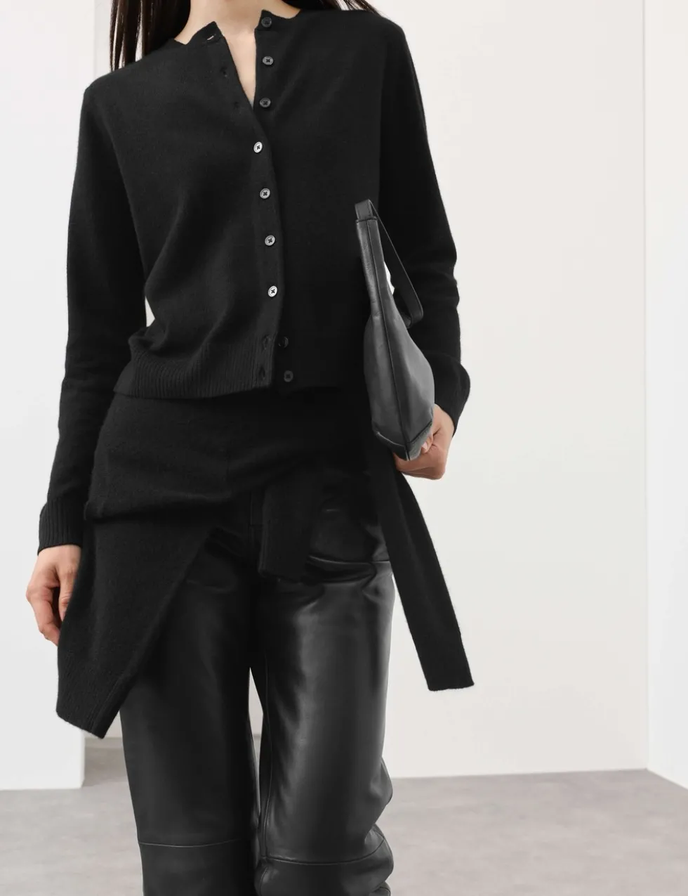 Pure Cashmere Crew Neck Relaxed Cardigan