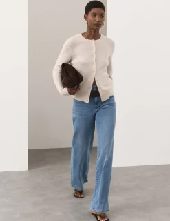 Pure Cashmere Crew Neck Relaxed Cardigan
