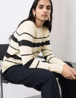 Pure Cashmere Striped Crew Neck Jumper