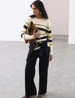 Pure Cashmere Striped Crew Neck Jumper