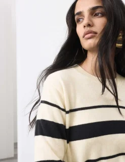 Pure Cashmere Striped Crew Neck Jumper