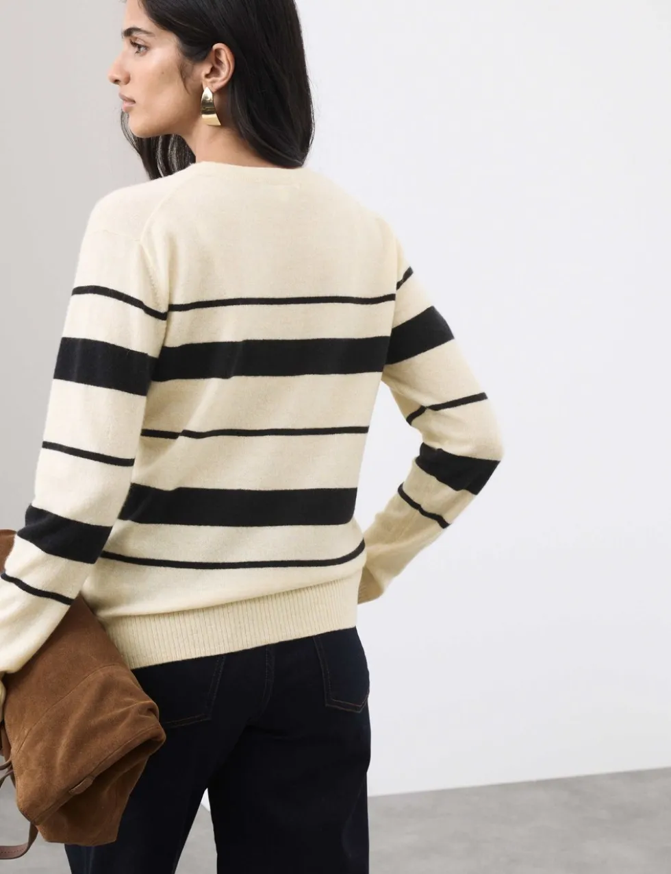 Pure Cashmere Striped Crew Neck Jumper