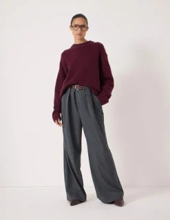 Pure Cashmere Textured Crew Neck Jumper