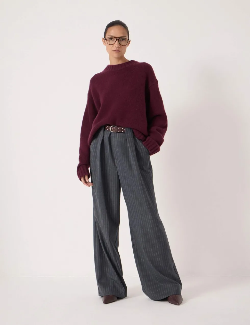 Pure Cashmere Textured Crew Neck Jumper