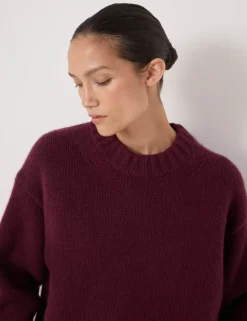 Pure Cashmere Textured Crew Neck Jumper