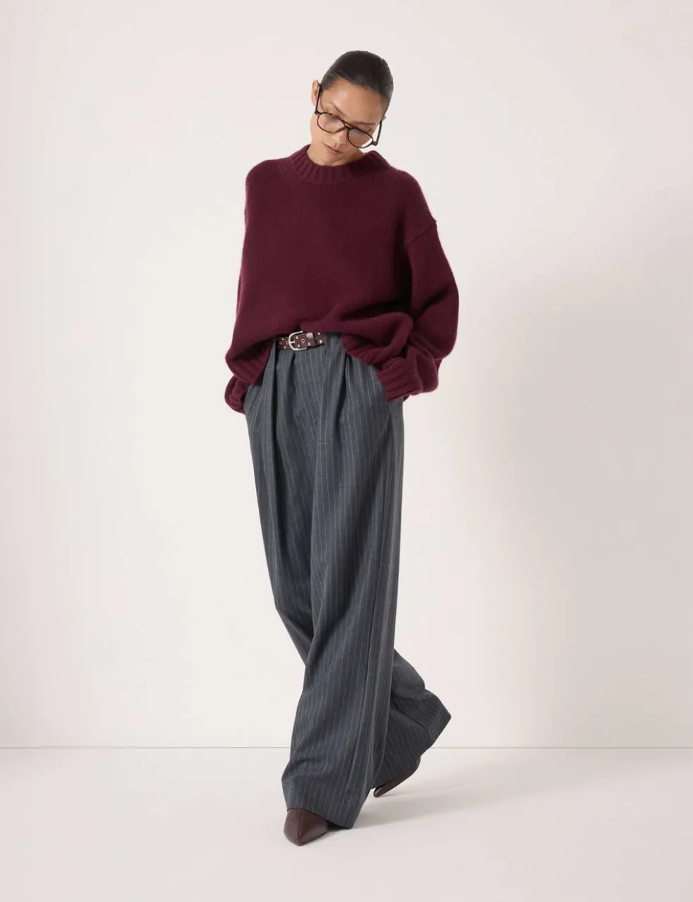 Pure Cashmere Textured Crew Neck Jumper