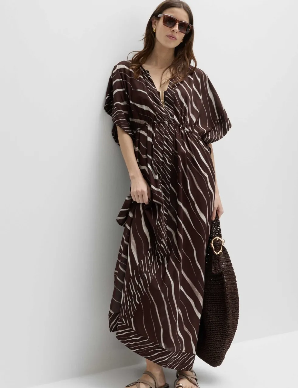 Pure Cotton Animal Print Maxi Kaftan