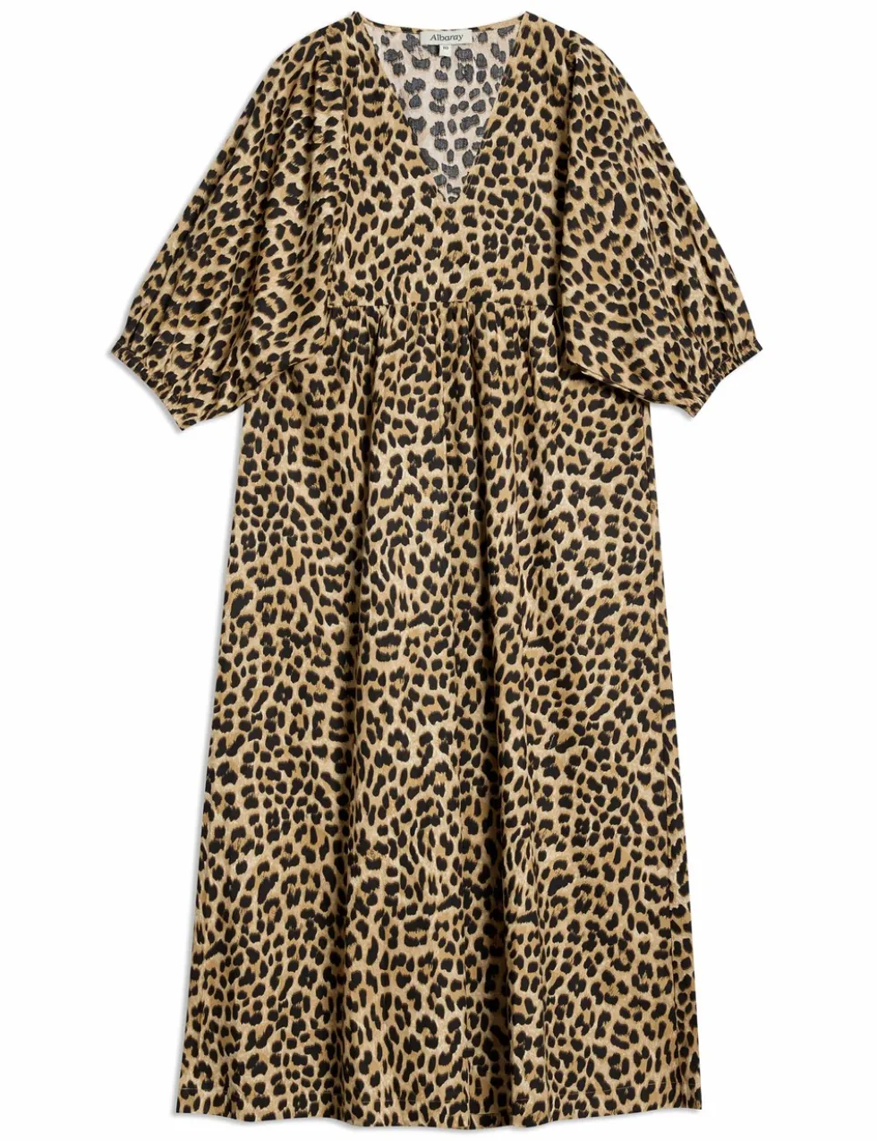 Pure Cotton Animal Print V-Neck Midi Skater Dress