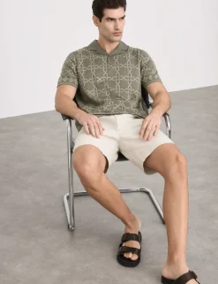 Pure Cotton AOP Geo Revere Jacquard Polo