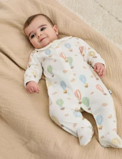 Pure Cotton Balloon Print Sleepsuit (0-18 Mths)