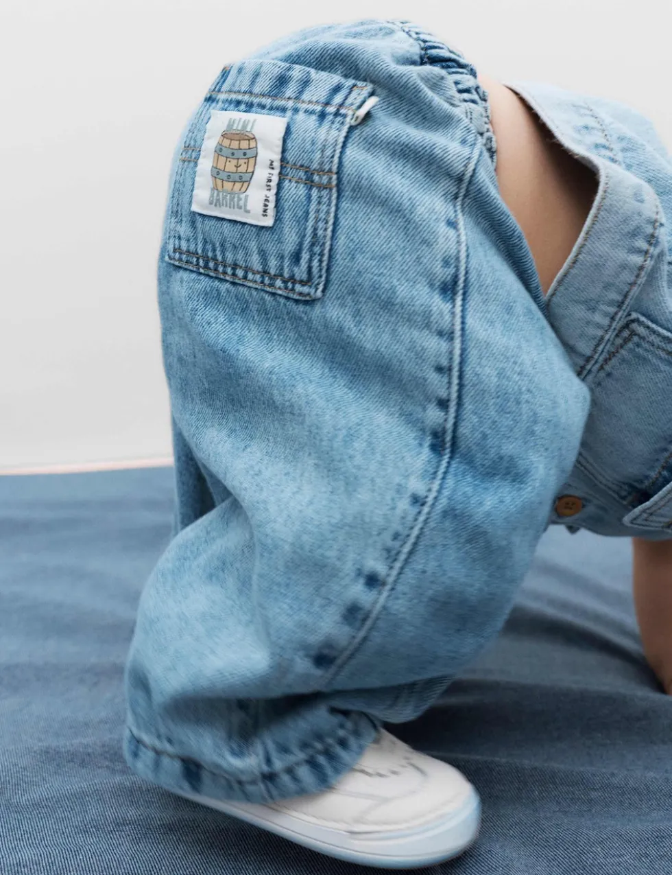 Pure Cotton Barrel Jeans (0-5 Yrs)