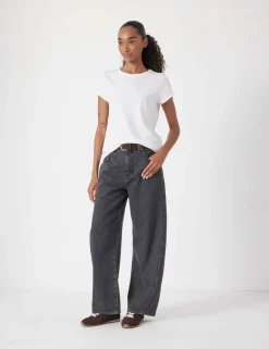 Pure Cotton Barrel Leg Jeans