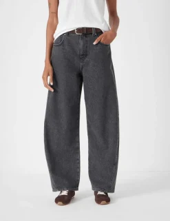 Pure Cotton Barrel Leg Jeans