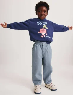 Pure Cotton Barrel Leg Jeans (2-8 Yrs)