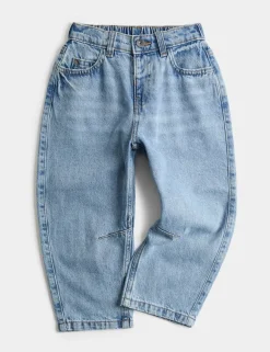 Pure Cotton Barrel Leg Jeans (2-8 Yrs)