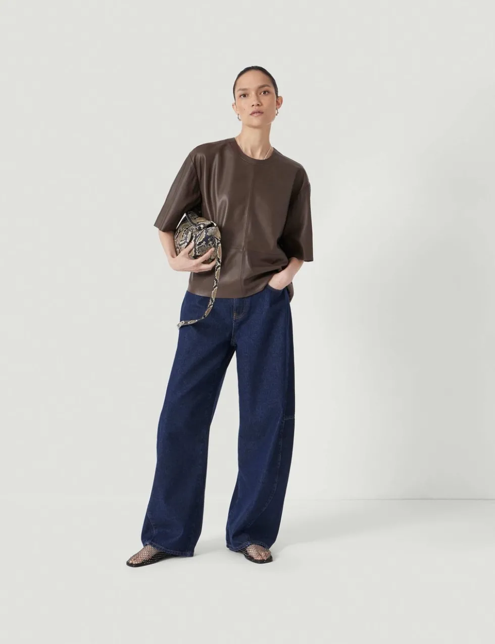 Pure Cotton Barrel Leg Jeans