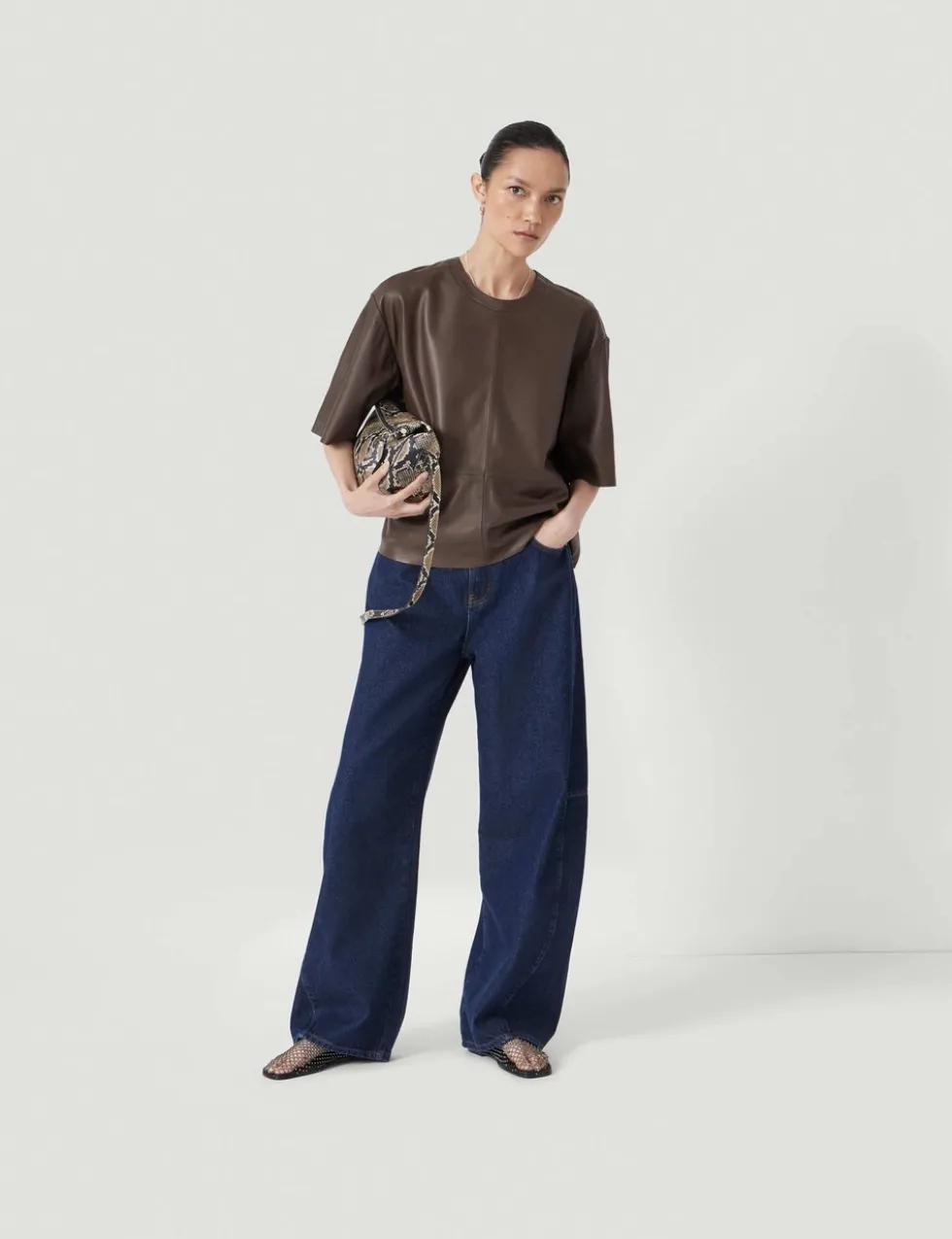Pure Cotton Barrel Leg Jeans